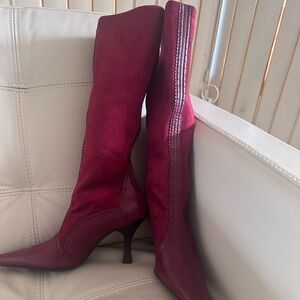 Franco Sarto red Suede boots 7M leather upper slightly use